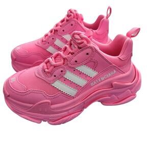 Authentic BALENCIAGA Triple S Sneakers Adidas Collaboration Neon Pink 35 US5